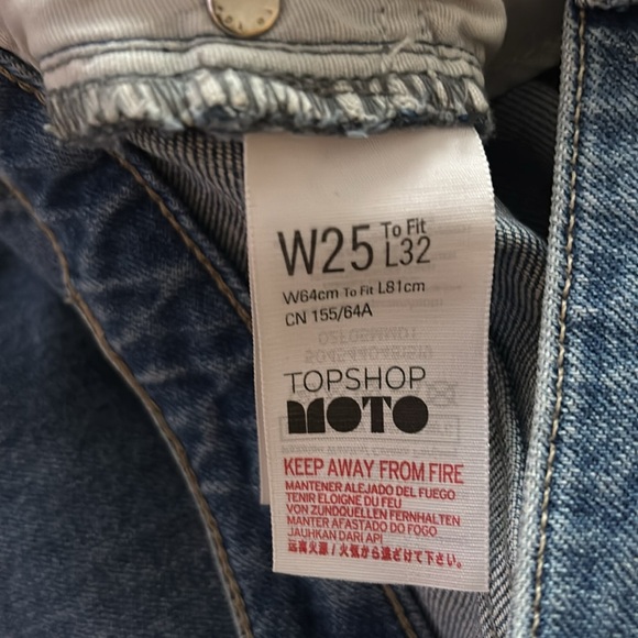 Top shop Moto Dree Flare Flare loose hem bell buttons crop jeans Sz 25 - Picture 6 of 16